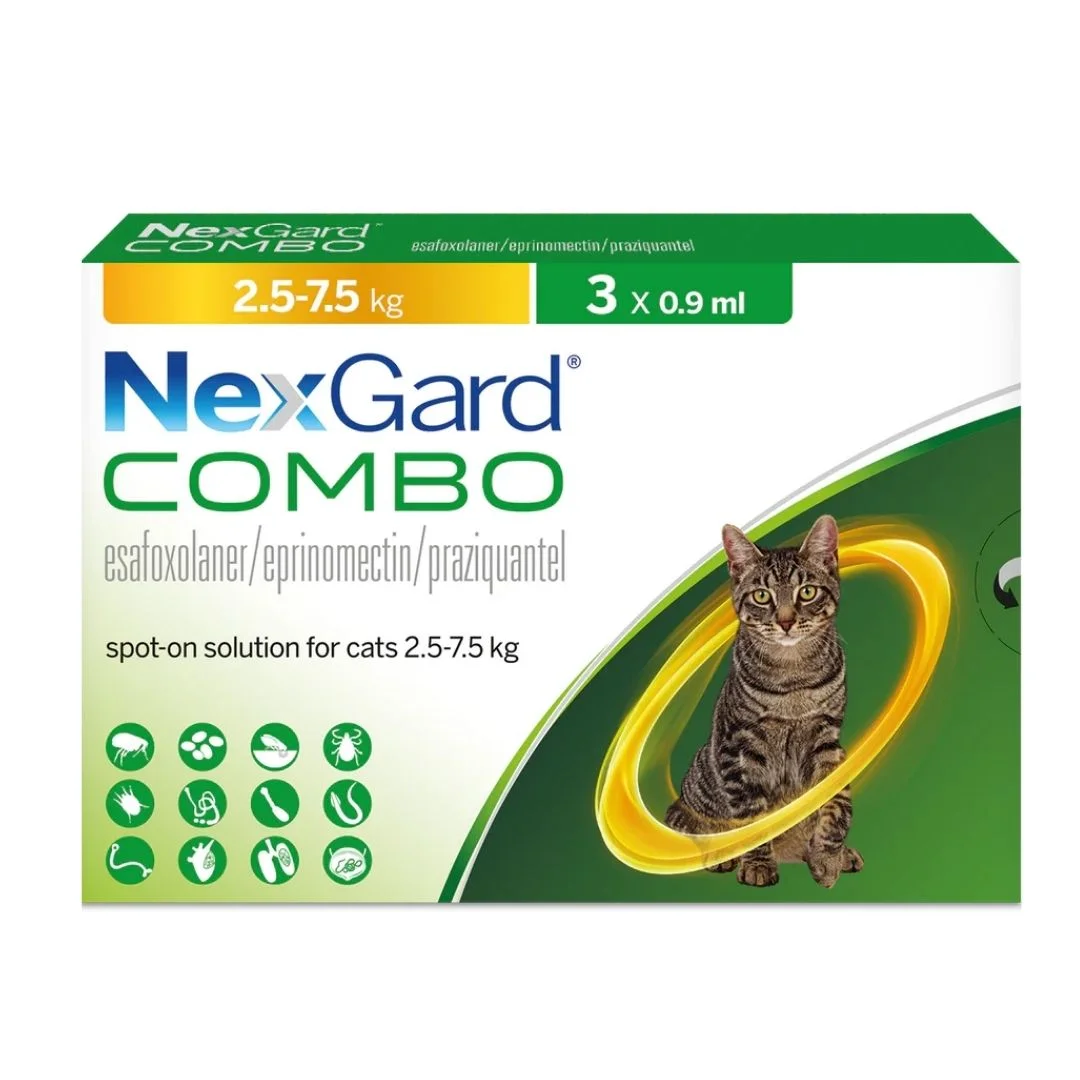 6037580 NexGard Combo капли от блох, клещей и гельминтов для кошек весом от 2,5 кг - до 7,5 кг (1 пипетка) - Şəkil 1
