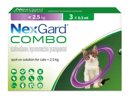 NexGard Combo капли от блох, клещей и гельминтов для кошек весом до 2,5 кг, (1 пипетка)