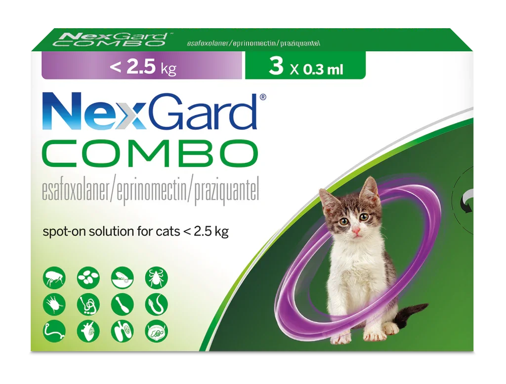 6037581 NexGard Combo капли от блох, клещей и гельминтов для кошек весом до 2,5 кг, (1 пипетка) — изображение 1