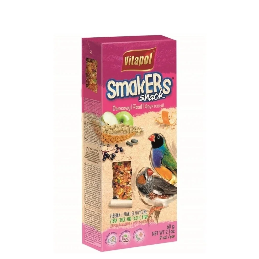 6038085 Vitapol Smakers для экзотических птиц и амадина с фруктовым вкусом 60 г, 2 шт - Şəkil 1