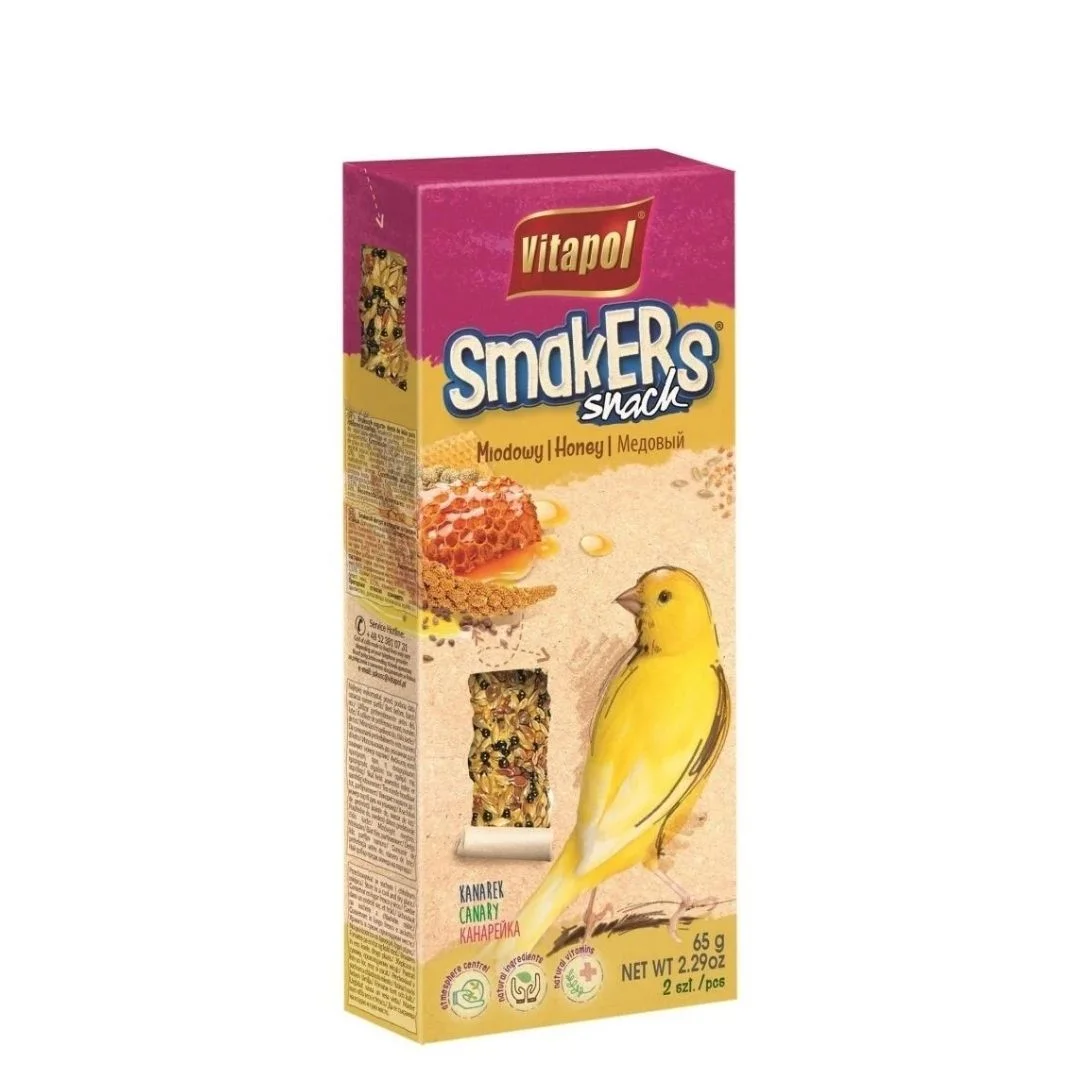 6038086 Vitapol Smakers для канареек с медовым вкусом 65 г, 2 шт - Şəkil 1