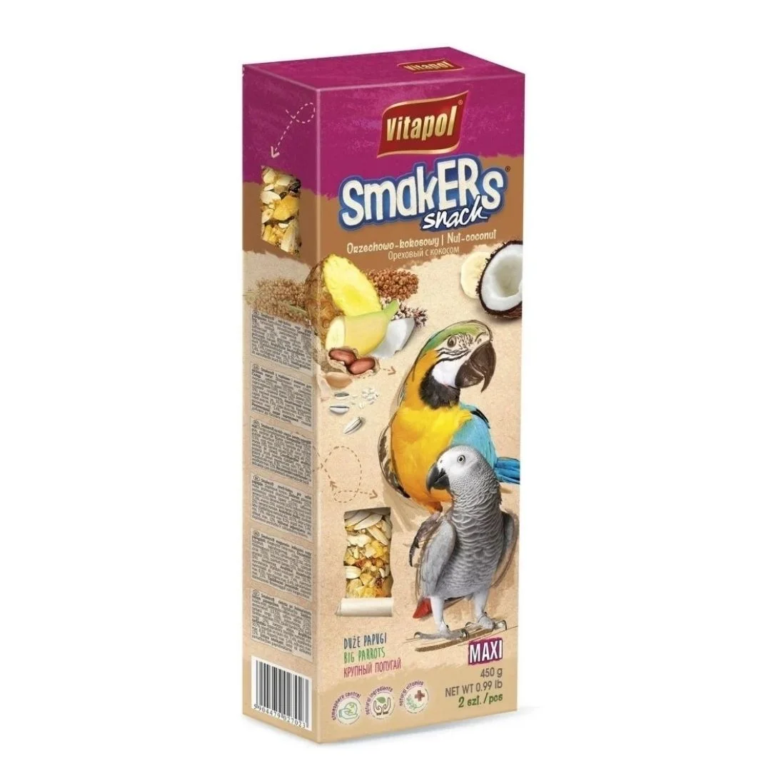 6038087 Vitapol Smakers для больших попугаев с орехо-кокосовым вкусом 450 г, 2 шт - Şəkil 1