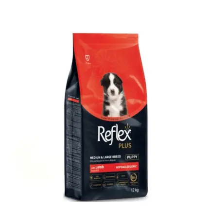 Reflex PLus Medium Junior сухой корм для щенков средних пород со вкусом ягненка и риса (целый мешок 12 кг)