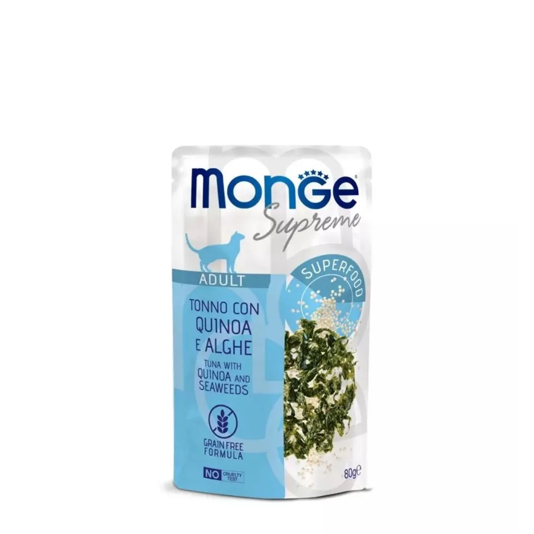 6050122 Monge Supreme Adult, влажный корм для кошек с тунцом, киноа и морские водоросли 80 гр. — изображение 1