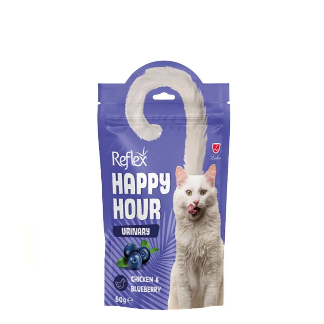 6052024 Reflex Happy Hour Urinary, toyuq və qaragiləli pişik ləzzəti, 60 гр - Şəkil 1