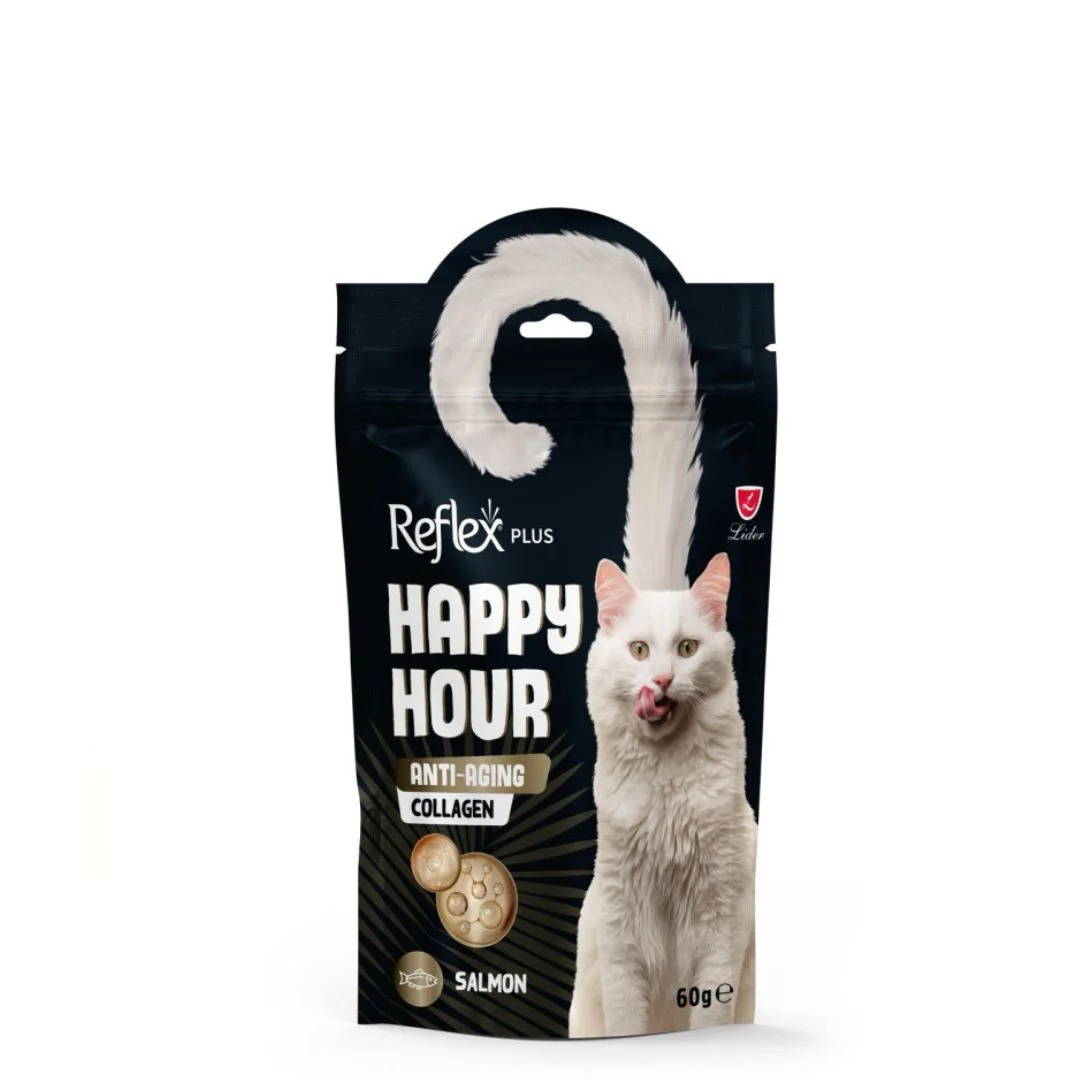 6052025 Reflex Happy Hour qızılbalıq və kollagenli ləzzət yaşlı pişiklər üçün, 60 гр - Şəkil 1