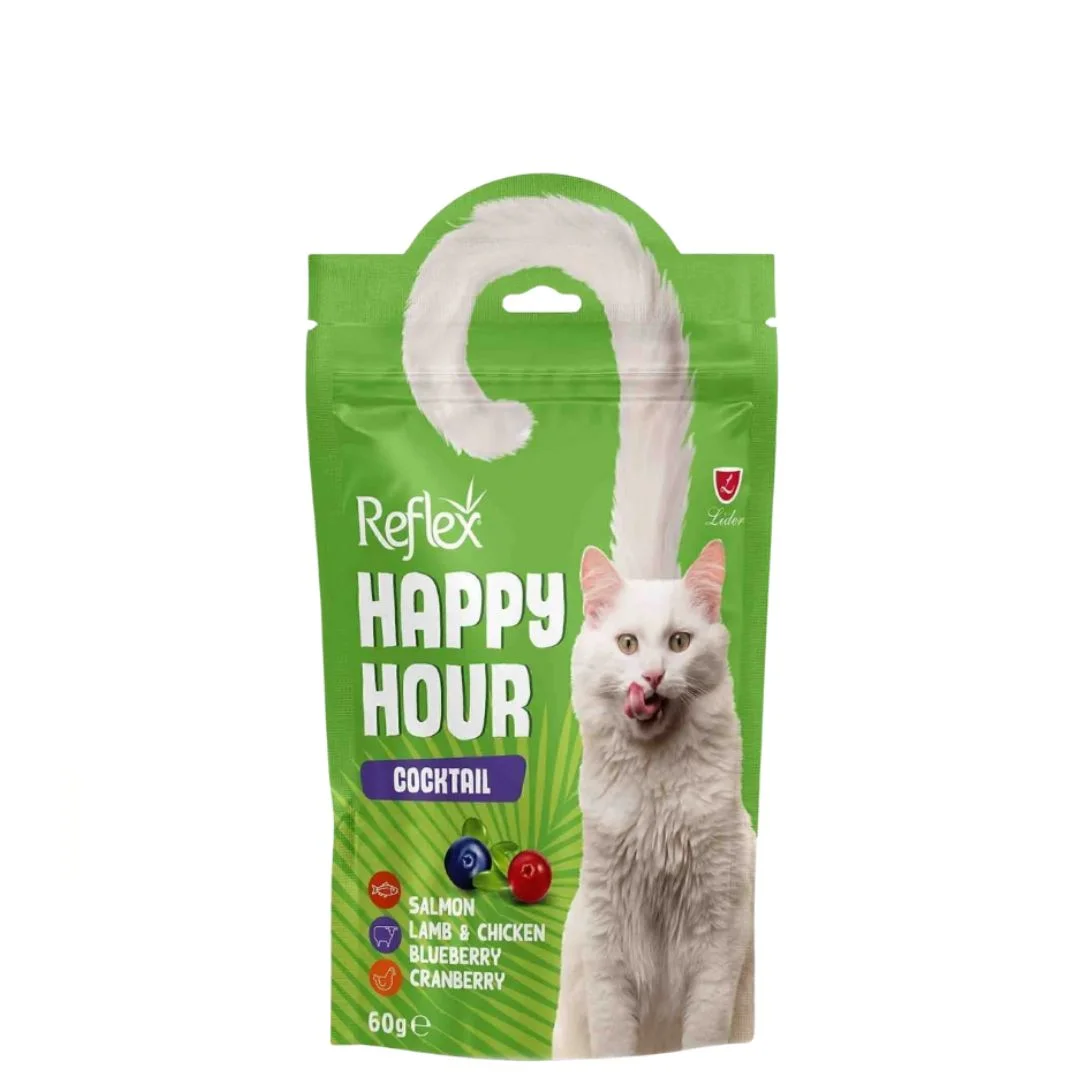 6052027 Reflex Happy Hour pişik ləzzəti qızılbalıq, quzu, toyuq, qaragilə və zoğal, 60 гр - Şəkil 1